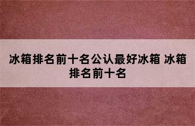 冰箱排名前十名公认最好冰箱 冰箱排名前十名